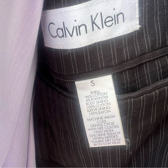 Calvin Klein Men’s Black Striped Cotton Blazer Sz‎ S Tailored Lined Classic - Picture 7 of 10